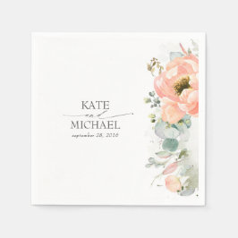 Guardanapo De Papel Peach Floral Wedding