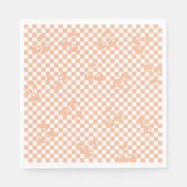 Guardanapo De Papel Peach Fuzz Cherry Gingham Patterno