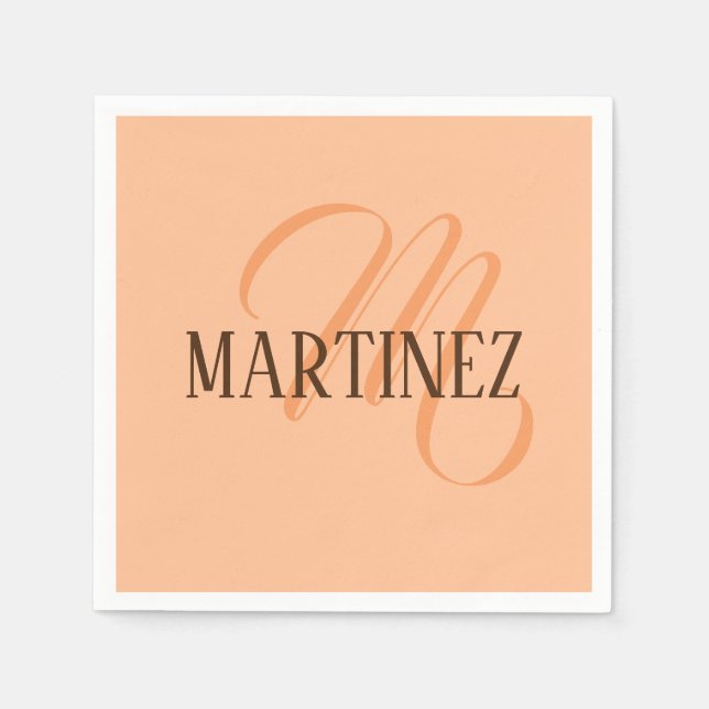 Guardanapo De Papel Peach Fuzz Elegante Personalizado Nome (Frente)