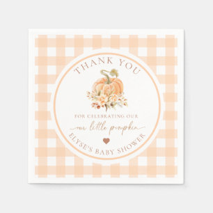 Guardanapo De Papel Peach Gingham Caiu Celebrando Nossa Pequena Abóbor
