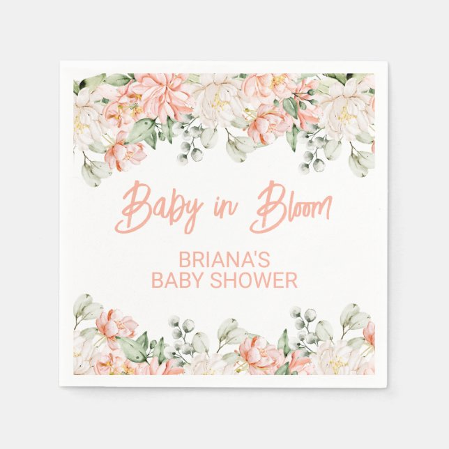 Guardanapo De Papel Peach Ivory Beige Chá de fraldas neutro (Frente)