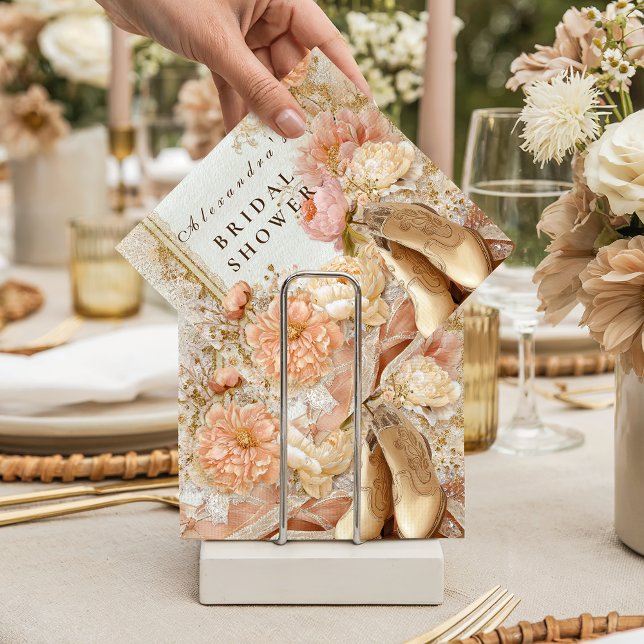 Guardanapo De Papel Peach Meadow Boots Bridal Shower (Criador carregado)