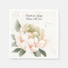 Guardanapo De Papel Peach Watercolor Peony Wedkins Napkins