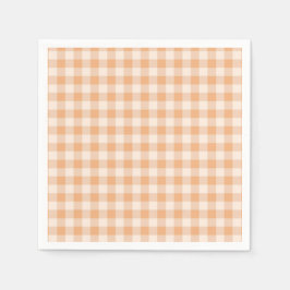 Guardanapo De Papel Peach White Checkered Gingham Patterno