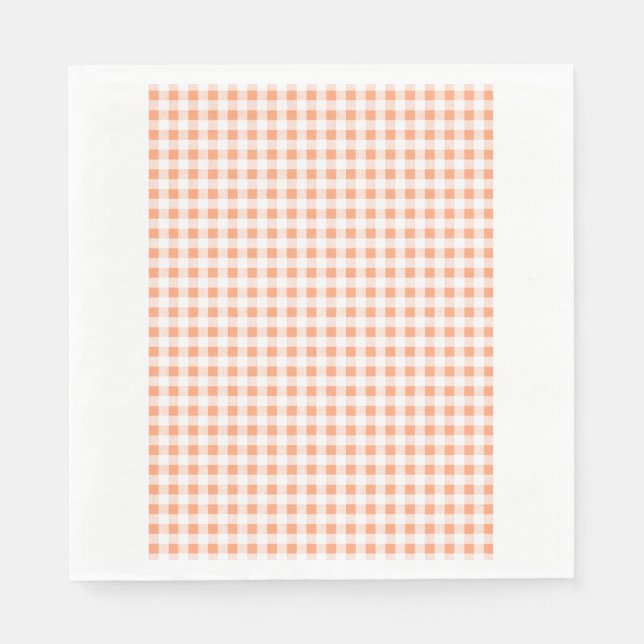 Guardanapo De Papel Peach White Gingham Patterno (Frente)