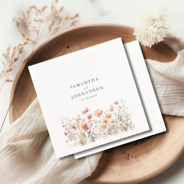 Guardanapo De Papel Peach Wildflower Watercolor Casamento