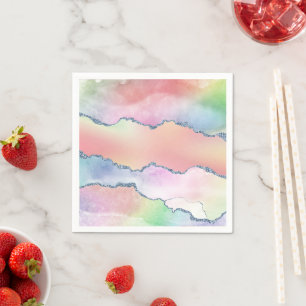 Guardanapo De Papel Peachy Agate Bonito Mole Pastel Watercolor Ombre