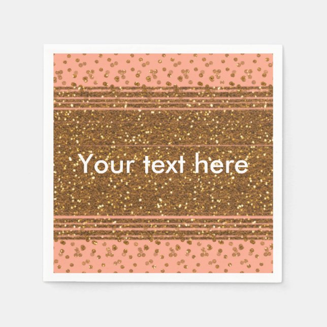 Guardanapo De Papel Peachy Pink e Dourado Partido Confetti Dots Napkin (Frente)