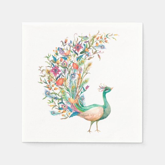 Guardanapo De Papel Peacock Vintage Ilustração Napkins (Frente)