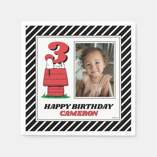 Guardanapo De Papel Peanuts Snoopy Dog House Birthday Napkins (Frente)