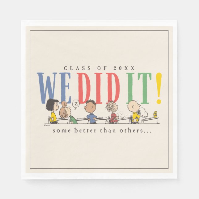 Guardanapo De Papel Peanuts We Did It Graduation Funny Quote Snoopy (Frente)