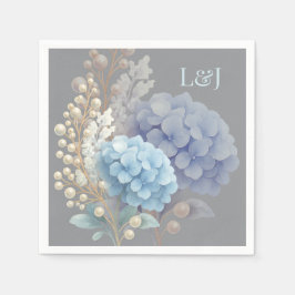 Guardanapo De Papel Pearl Hydrangea Blue Waterercolor Casamento Românt