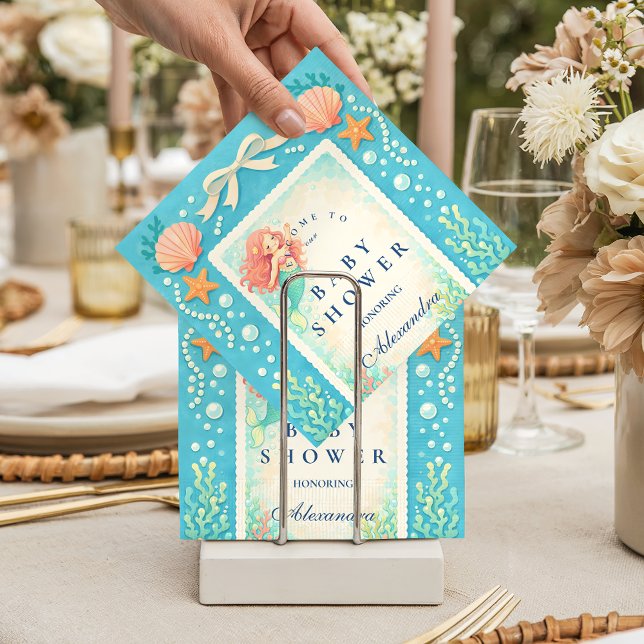 Guardanapo De Papel Pearl Tide Mermaid Baby Shower (Criador carregado)