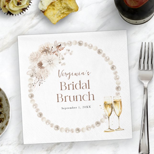 Guardanapo De Papel Pearls Bridal Brunch (Pearls Bridal Brunch Napkins
)