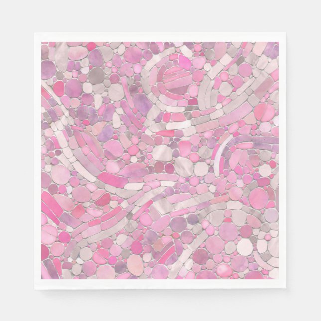 Guardanapo De Papel Pebbles Mosaico Art - Rosa Blush Pink (Frente)
