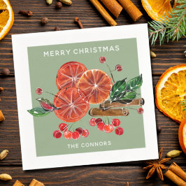 Guardanapo De Papel Pedaços de Cinnamon de Laranja de Natal