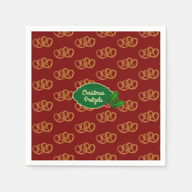 Guardanapo De Papel Pedaços de Pretzel de Feriado - texto próprio para (Frente)