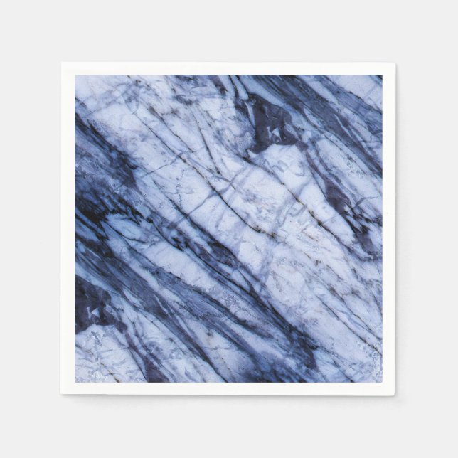 Guardanapo De Papel Pedra de Mármore Azul e Branco Moderno Chic (Frente)