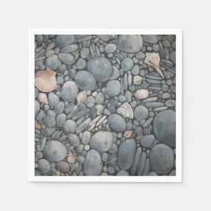 Guardanapo De Papel Pedras de Praia Conchas Pebbles Rochas Pintura