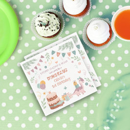 Guardanapo De Papel Pegada de Pastel Dino Aniversário Napkins