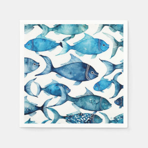 Guardanapo De Papel Peixe Azul Oceano Partido da Praia Costeira Náut