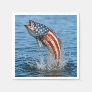 Guardanapo De Papel Peixe da Bandeira Americana Patriótica