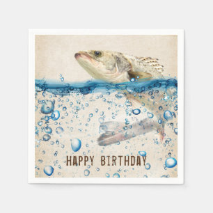 Guardanapo De Papel peixe de aniversário saltando da água