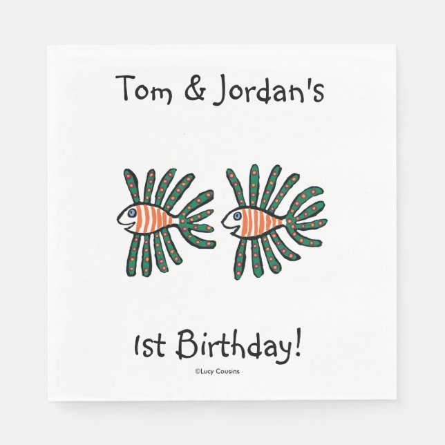 Guardanapo De Papel Peixe-espinha verde e amarelo (Frente)