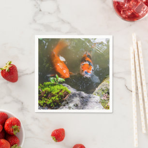 Guardanapo De Papel Peixe Koi numa lagoa