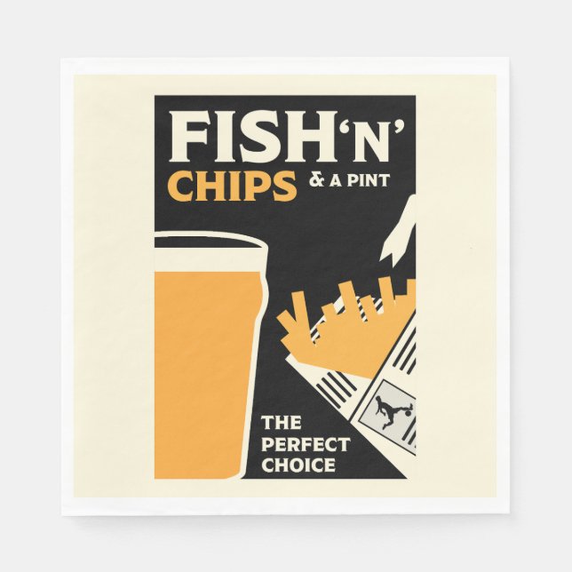 Guardanapo De Papel Peixes E Chips Britânicos (Frente)
