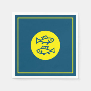 Guardanapo De Papel Peixes Horoscópio Amarelo Azul Moderno Minimalista
