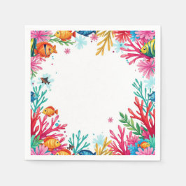 Guardanapo De Papel Peixes Tropicais Vibrantes Coral Oceano | Oceano C