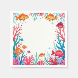 Guardanapo De Papel Peixes Tropicais Vibrantes Coral Oceano | Oceano C