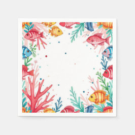 Guardanapo De Papel Peixes Tropicais Vibrantes Coral Oceano | Oceano C