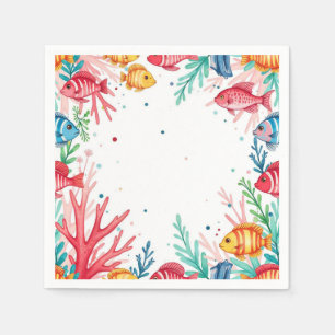 Guardanapo De Papel Peixes Tropicais Vibrantes Coral Oceano Oceano C