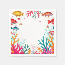 Guardanapo De Papel Peixes Tropicais Vibrantes Coral Oceano | Oceano C