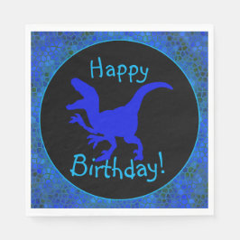 Guardanapo De Papel Pele de Dinossauro Azul Feliz Aniversário!