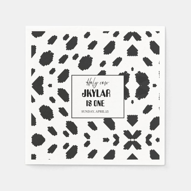 Guardanapo De Papel Pelo de Vaca Preto Branco Manchas (Frente)