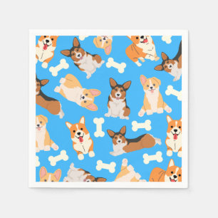 Guardanapo De Papel Pembroke Welsh Corgi - Padrão Azul