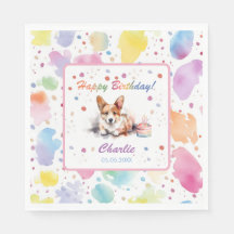 Pembroke Welsh Corgi Watercolor Paper Napkins
