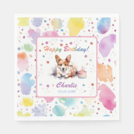 Guardanapo De Papel Pembroke Welsh Corgi Watercolor Paper Napkins