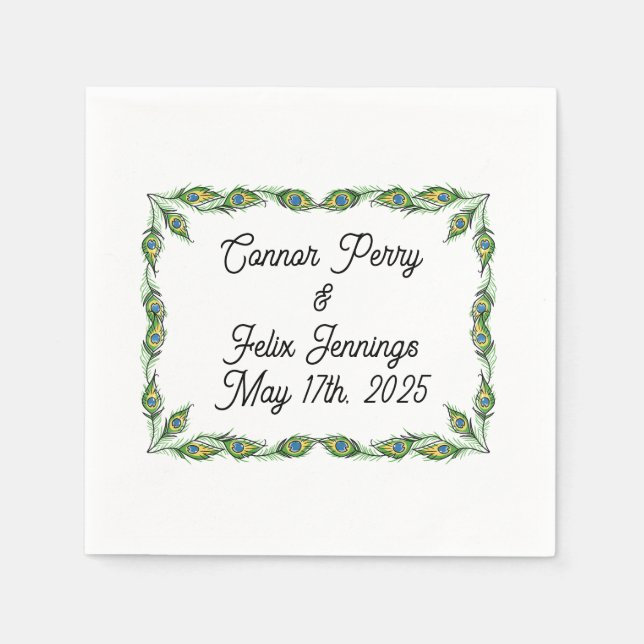 Guardanapo De Papel Penas de Peacock Cocktail (Frente)