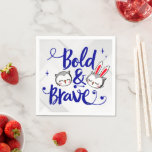 Guardanapo De Papel Penas, Fluff e Víblias sem rosto<br><div class="desc">Um design motivacional com belos cartoons de coruja com as palavras "Bold & Brave."</div>