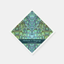 Penas Peacock Personalizadas Papel de Casamento Na