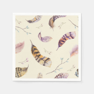 Guardanapo De Papel Penas Russas de Boho Natureza com Aquarela