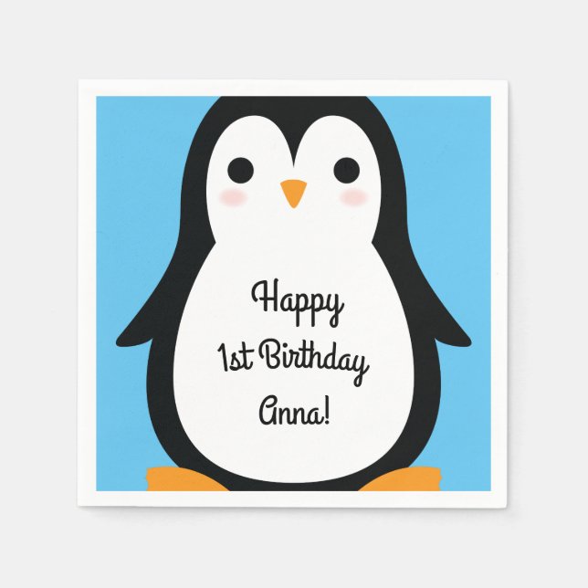 Guardanapo De Papel Penguin Cute Winter Party Napkins (Frente)