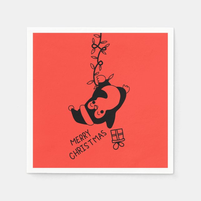 Guardanapo De Papel Penguine distributing christmas gifts (Frente)