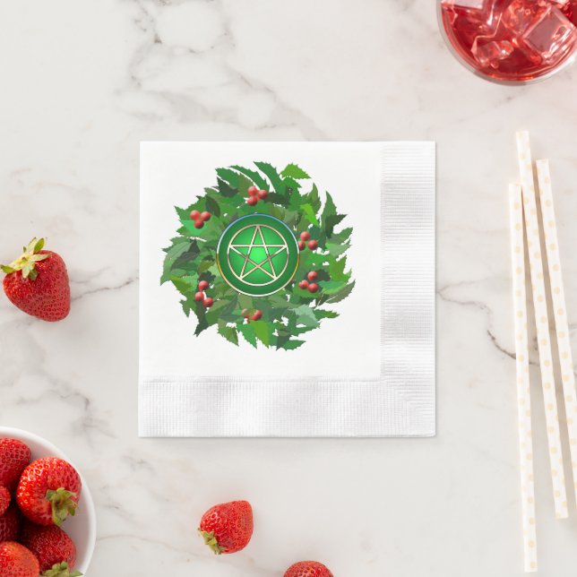 Guardanapo De Papel Pentágono com Holly Wreath (Insitu)