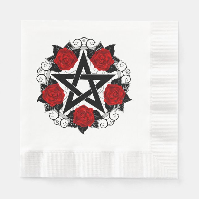 Guardanapo De Papel Pentagrama com Rosas vermelhas (Frente)