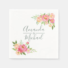 Guardanapo De Papel Peões de aquarela de Casamento de primavera